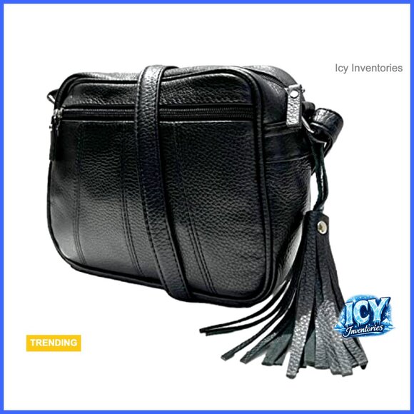 Cowhide Leather Shoulder Purse Cross Body Organizer Bag with Many Pockets - Picture 4 of 6